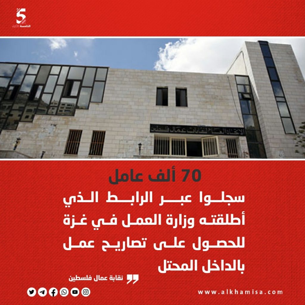 70 ألف عامل سجلوا عبر الرابط الذي أطلقته وزارة العمل في غزة للحصول على تصاريح عمل بالداخل المحتل