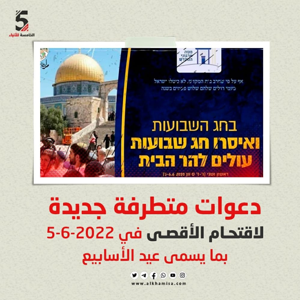 دعوات متطرفة جديدة لاقتحام الأقصى في 5-6-2022 بما يسمى عيد الأسابيع