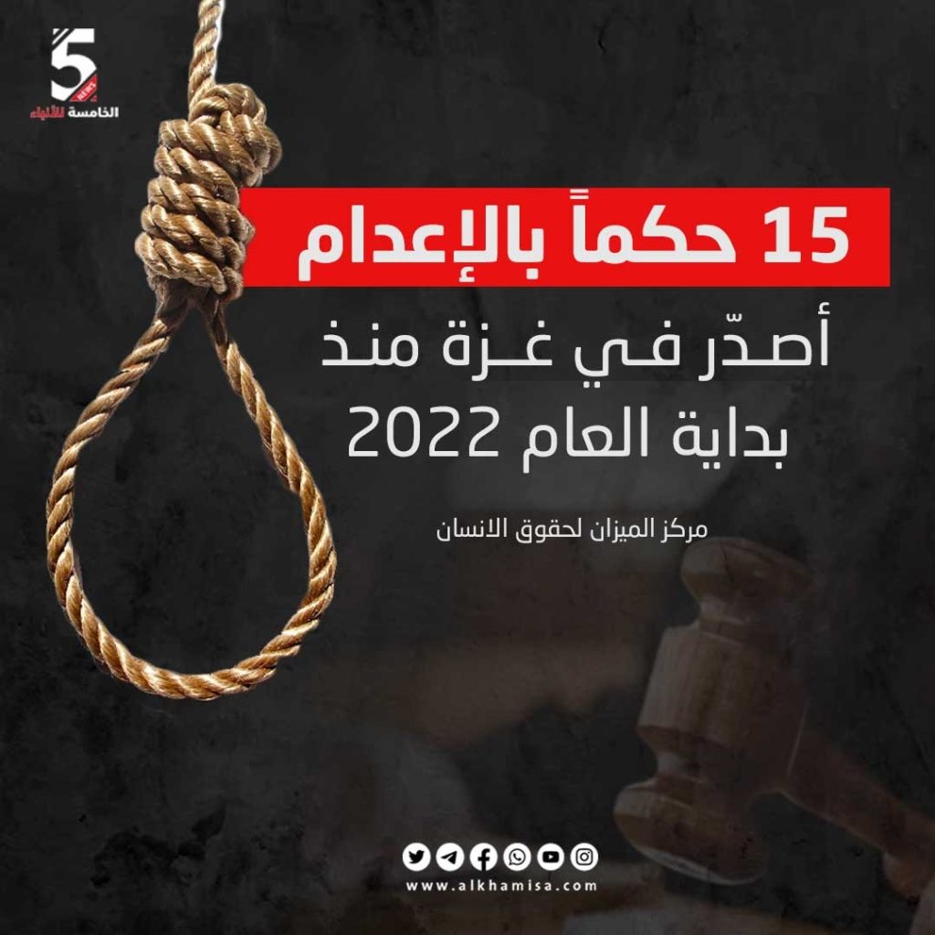 15 حكما بالاعدام أصدر في غزة منذ بداية العام 2022