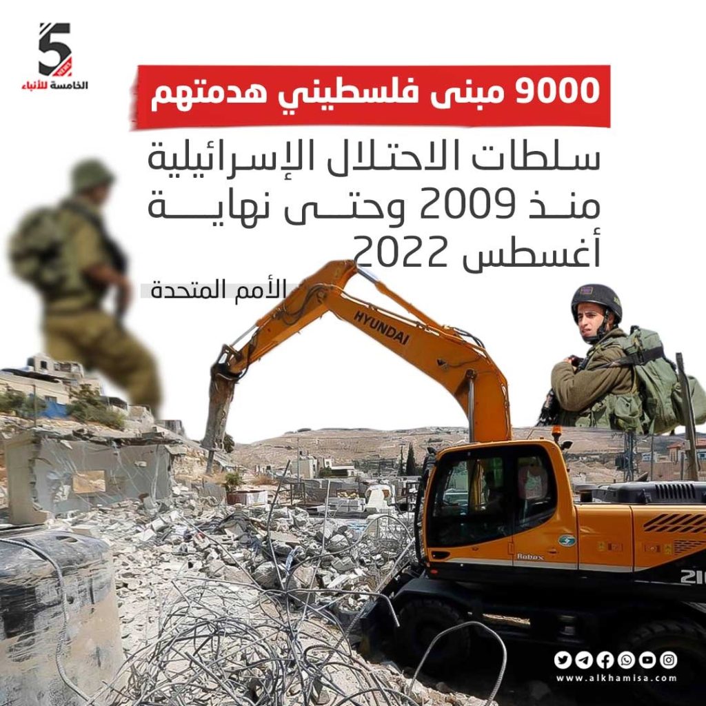 9000 مبنى فلسطيني هدمتهم سلطات الاحتلال الإسرائيلي منذ 2009 وحتى نهاية أغسطس 