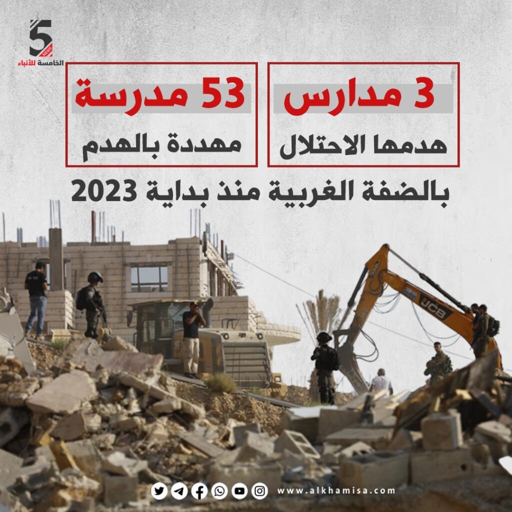 3 مدارس هدمها الاحتلال.. و 53 مدرسة مهددة بالهدم بالضفة الغربية منذ بداية 2023