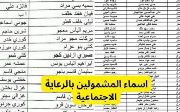 أسماء المشمولين في الرعاية الاجتماعية