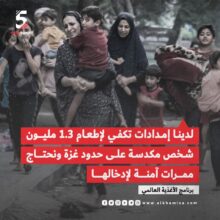 لدينا امدادات تكفي 1.3مليون شخص مكدسة على حدود غزة ونحتاج ممرات آمنة لادخالها