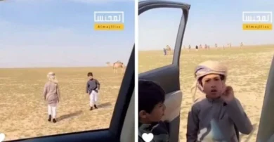 شاهد كويتي يوثق ردة فعل أطفاله بعدما تركهم عند صديقه في البر حتى يعلمهم الرجولة والصبر