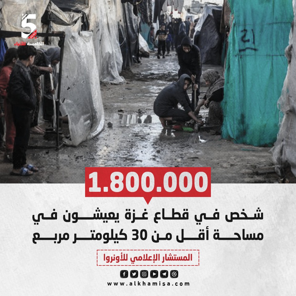 1800000 شخص في قطاع غزة يعيشون في مساحة أقل من 30 كيلوا مربع