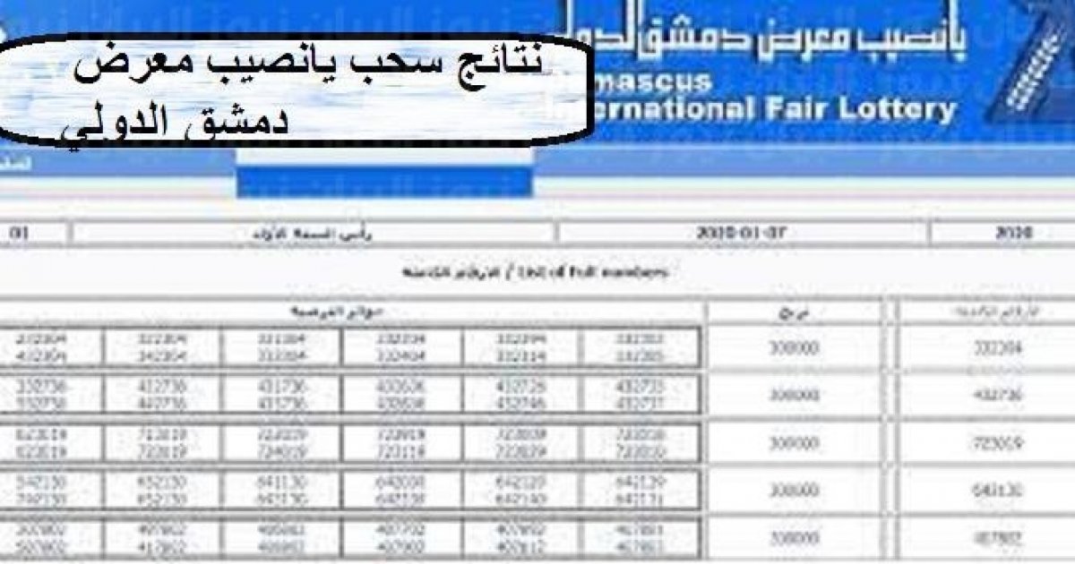 نتائج يانصيب معرض دمشق الدولي الإصدار الدوري الأربعون