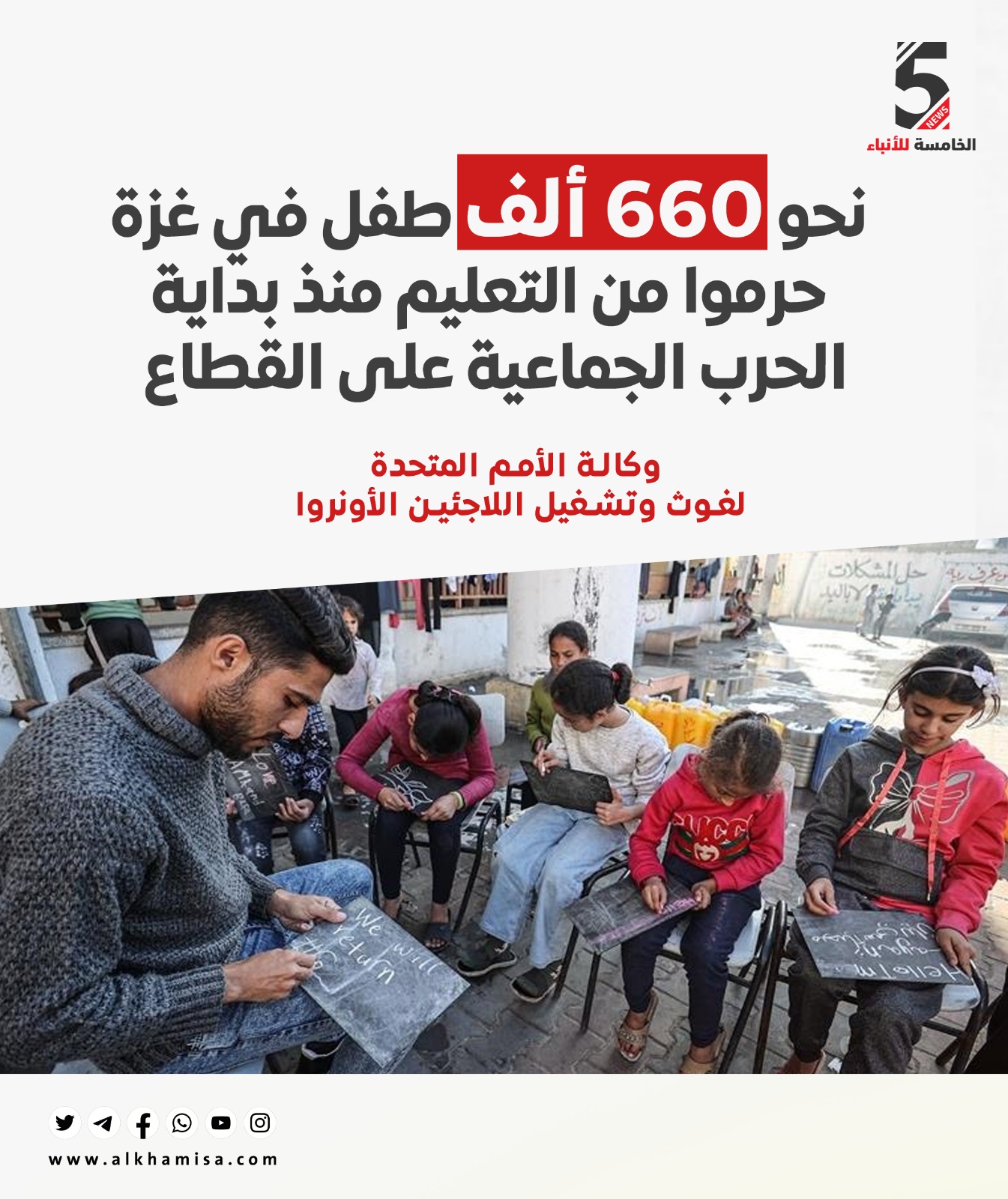 660 ألف طفل في غزة حرموا من التعليم منذ بداية الحرب