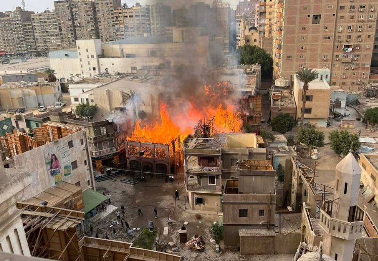 حريق هائل يلتهم استوديو محمد إمام