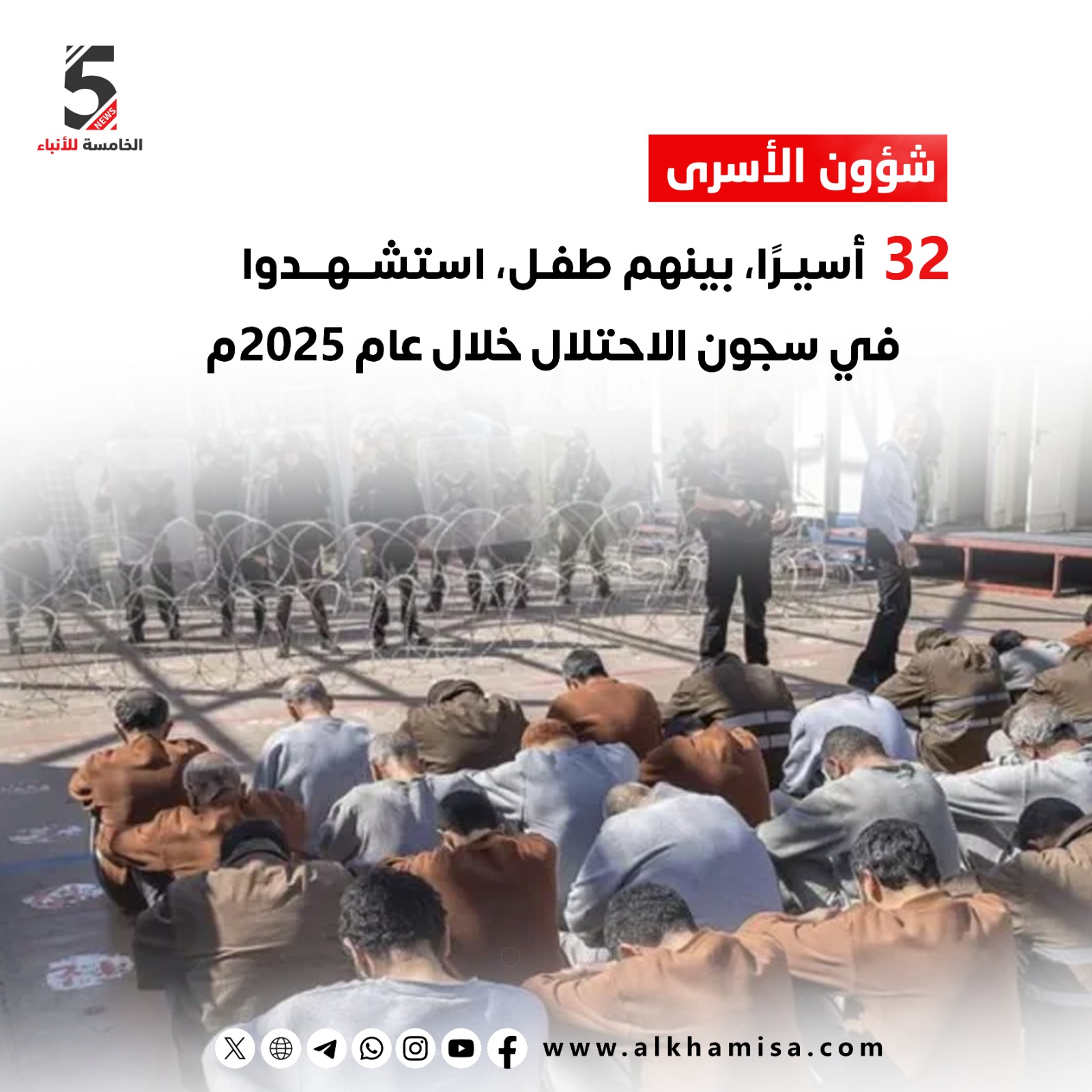 32 أسير بينهم أطفال استشهدوا في سجون الاحتلال عام 2025