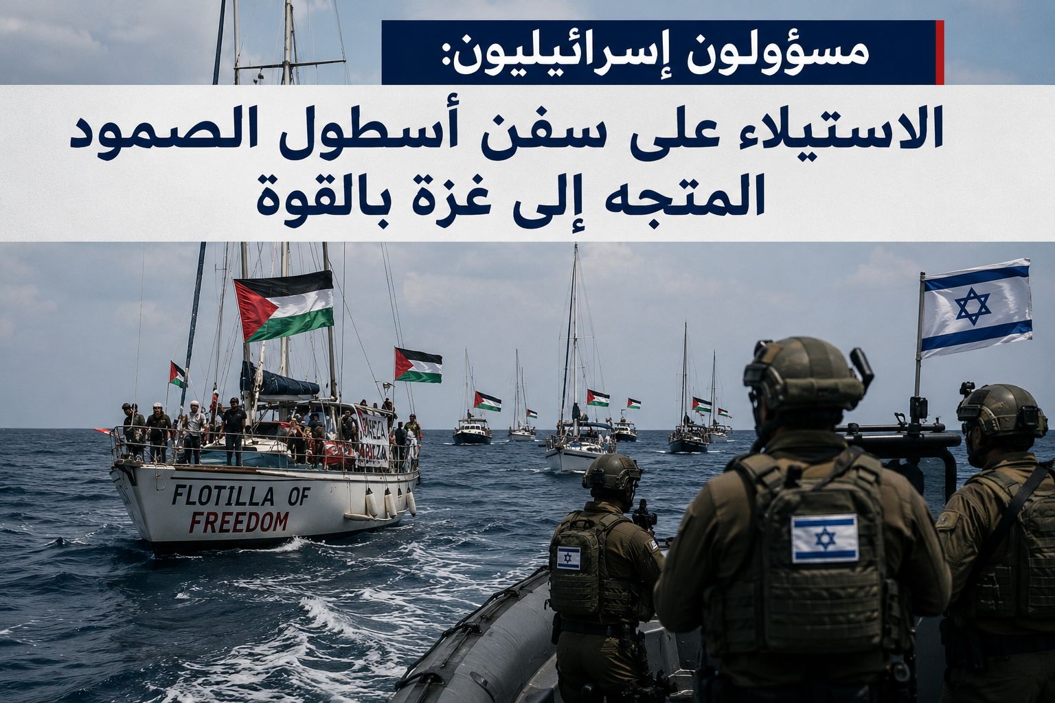 مسؤولون إسرائيليون: الاستيلاء على سفن أسطول الصمود المتجه إلى غزة بالقوة