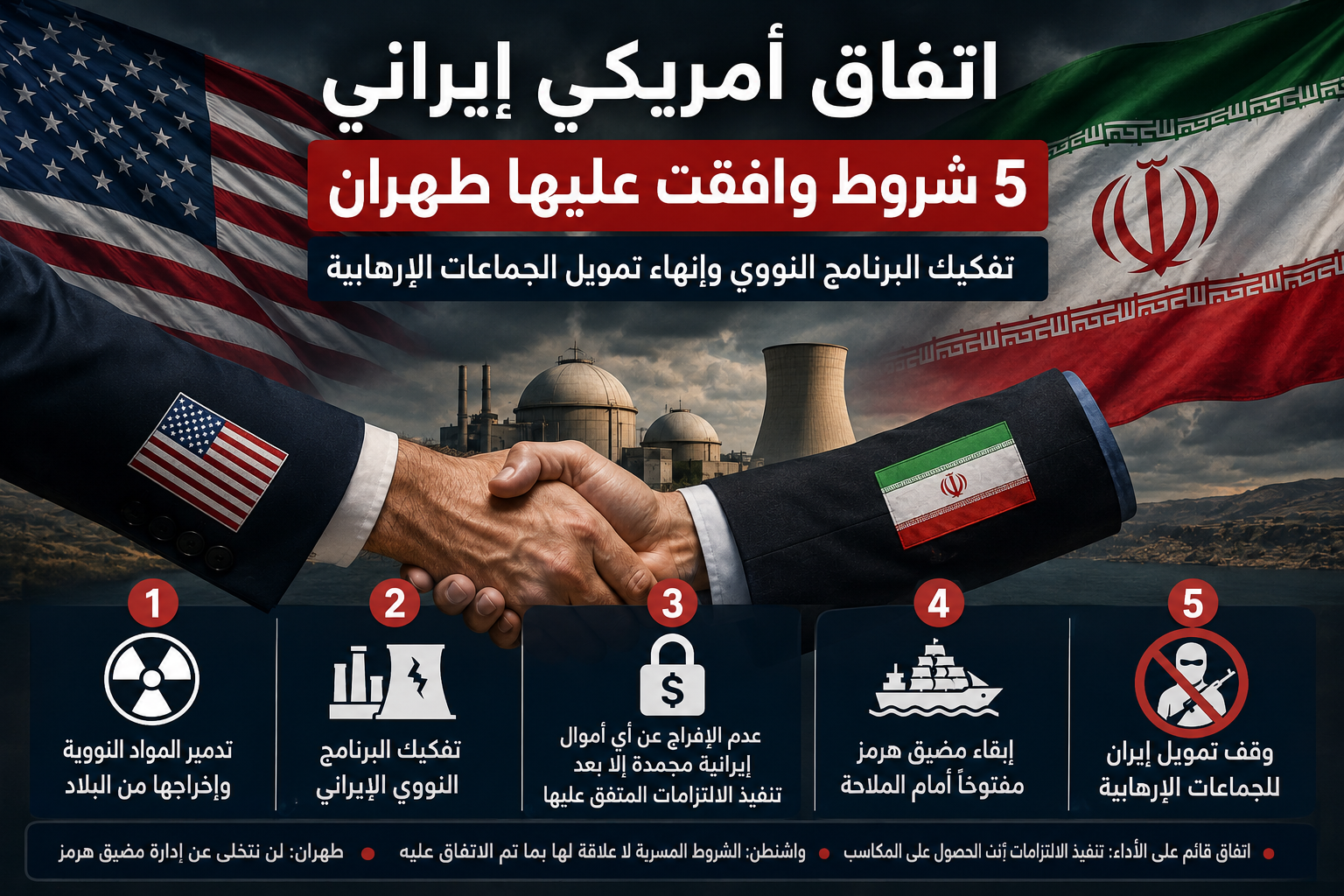 اتفاق أمريكي إيراني.. واشنطن تكشف 5 شروط وافقت عليها طهران