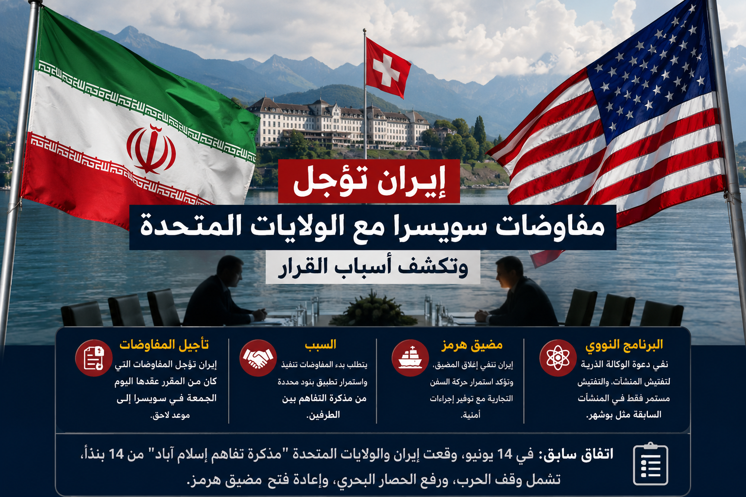 طهران تعلن تأجيل المفاوضات مع واشنطن وتؤكد استمرار الاتصالات عبر الوسطاء