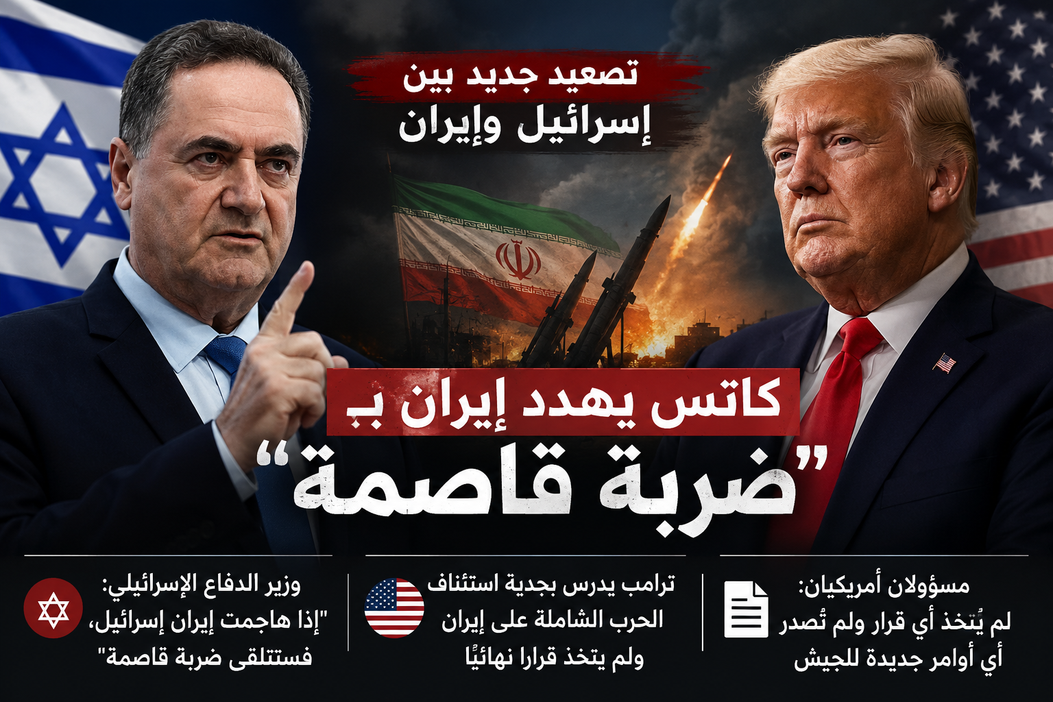 كاتس يهدد إيران بـ"ضربة قاصمة".. وترامب يدرس استئناف الحرب دون قرار نهائي