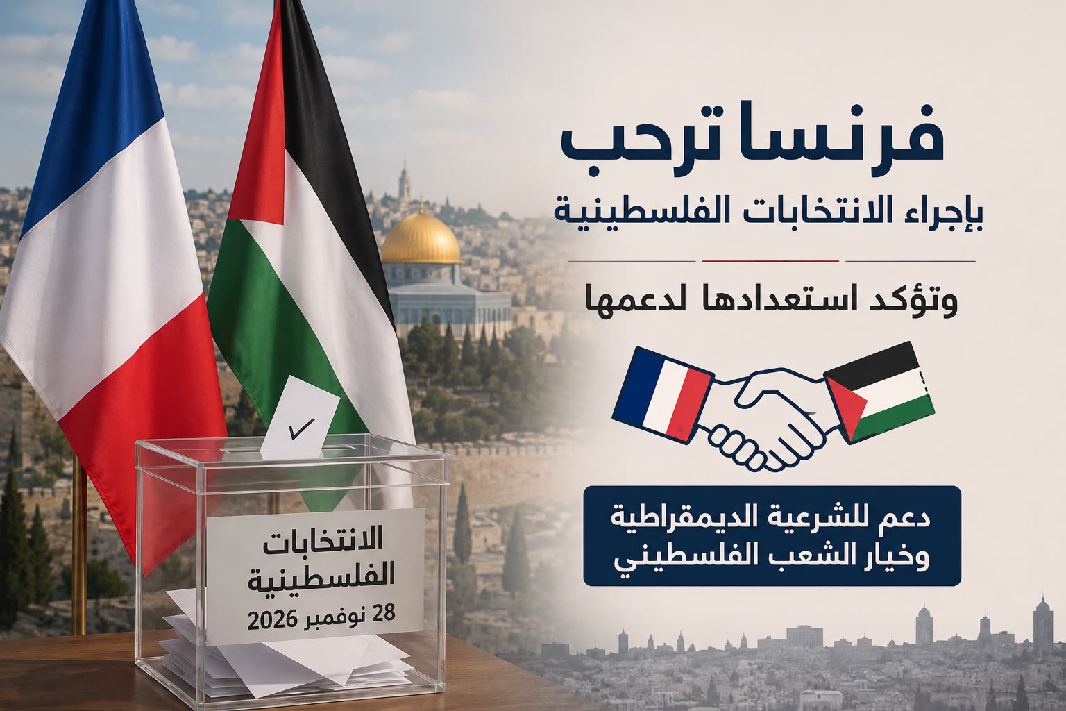 فرنسا ترحب بإجراء الانتخابات الفلسطينية وتؤكد استعدادها لدعمها