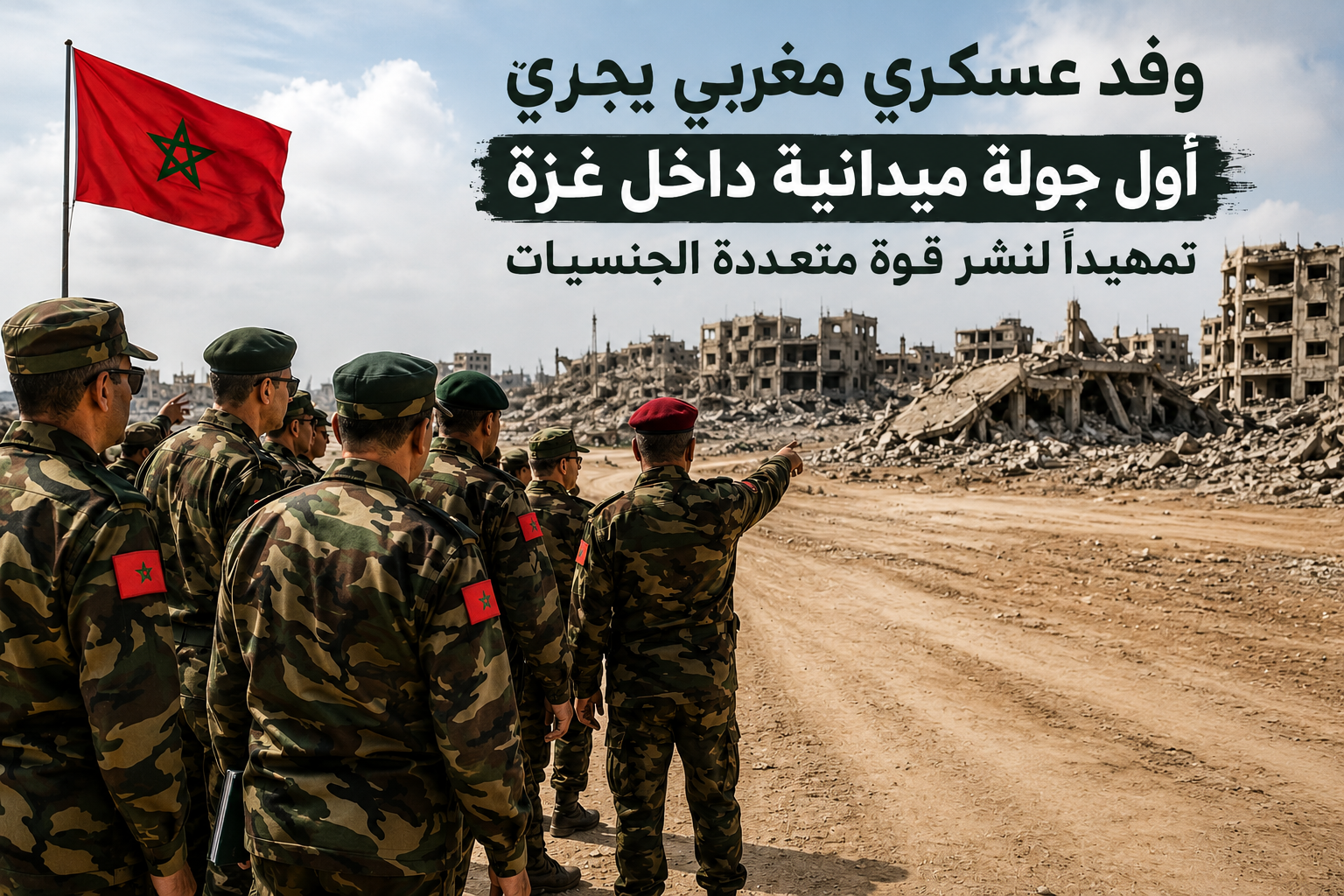 وفد عسكري مغربي يجري أول جولة ميدانية داخل غزة تمهيدًا لنشر قوة متعددة الجنسيات