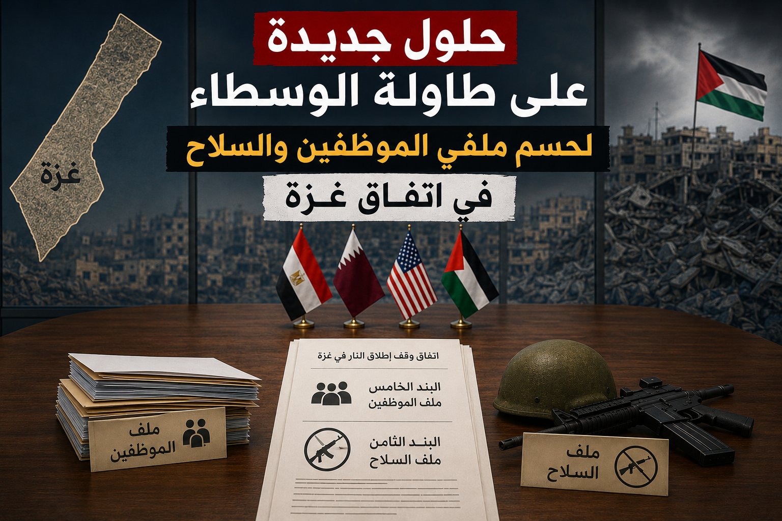 حلول جديدة على طاولة الوسطاء لحسم ملفي الموظفين والسلاح في اتفاق غزة