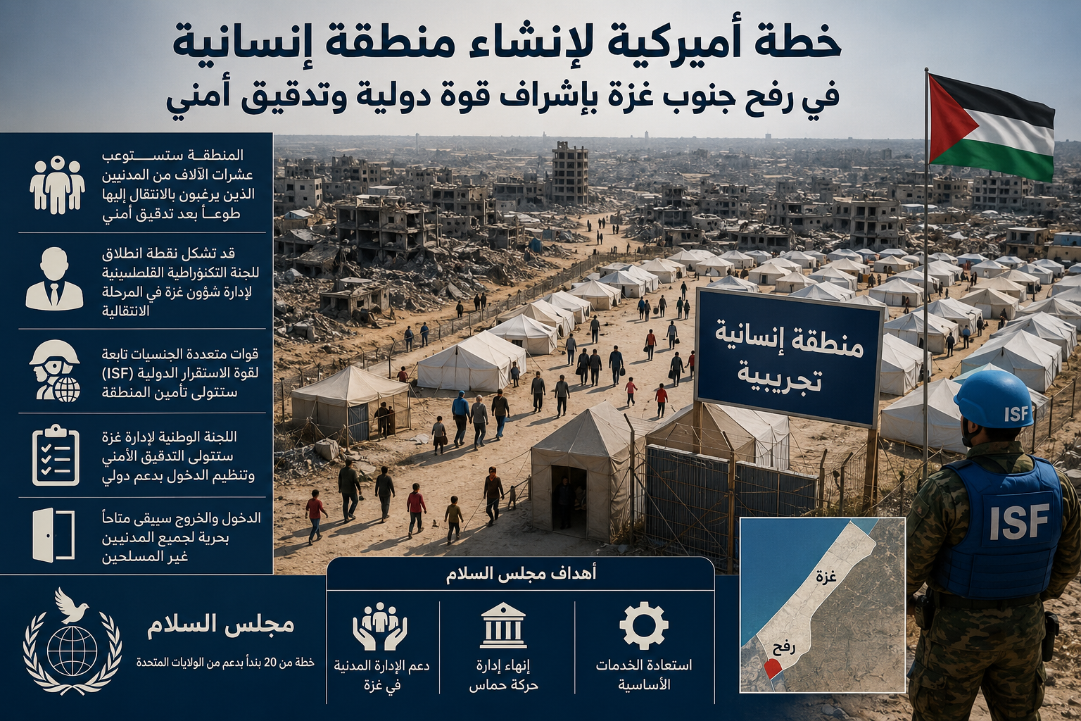 خطة أميركية لإنشاء منطقة إنسانية في رفح جنوب غزة بإشراف قوة دولية وتدقيق أمني