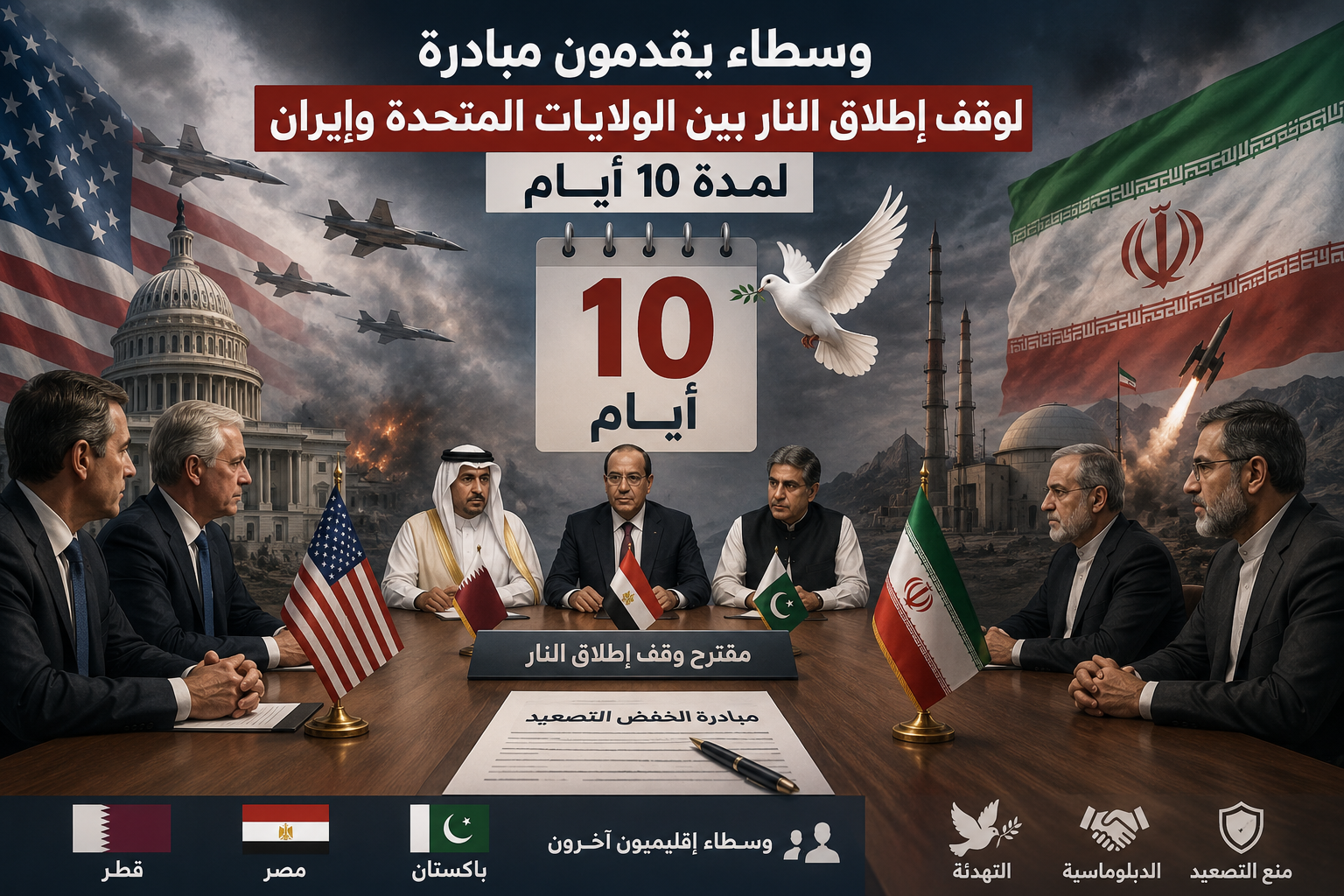 وسطاء يقدمون مبادرة لوقف إطلاق النار بين الولايات المتحدة وإيران لمدة 10 أيام