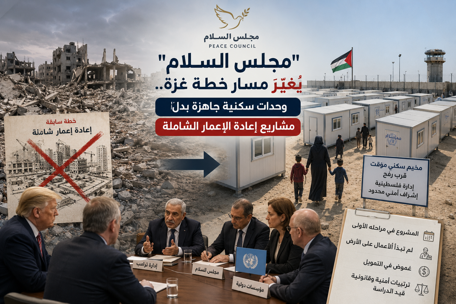 مجلس السلام يغيّر مسار خطة غزة..وحدات سكنية جاهزة بدل مشاريع إعادة الإعمار الشاملة