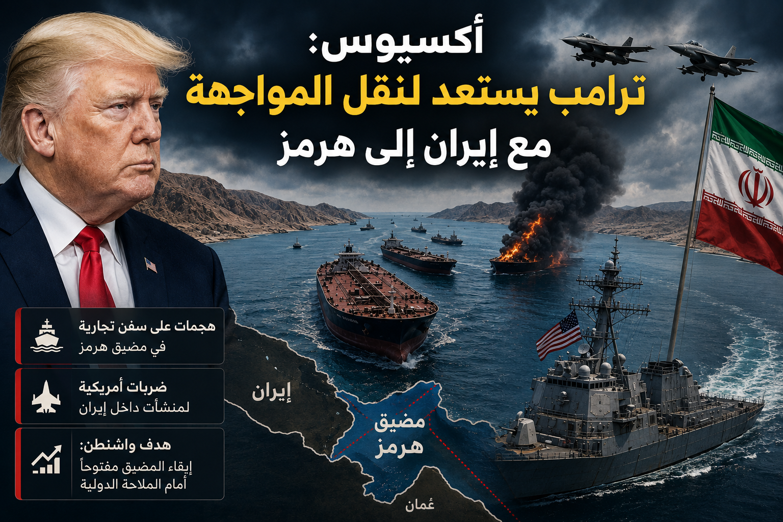  أكسيوس: إدارة ترامب تنقل ثقل المواجهة مع إيران إلى مضيق هرمز