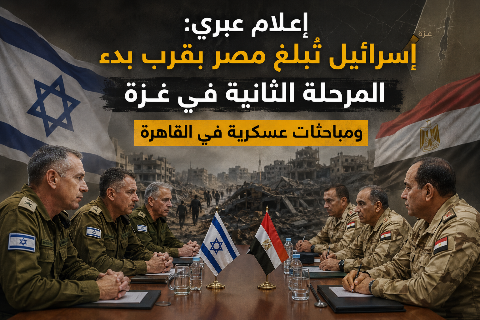 إعلام عبري: إسرائيل تُبلغ مصر بقرب بدء المرحلة الثانية في غزة.. ومباحثات عسكرية في القاهرة