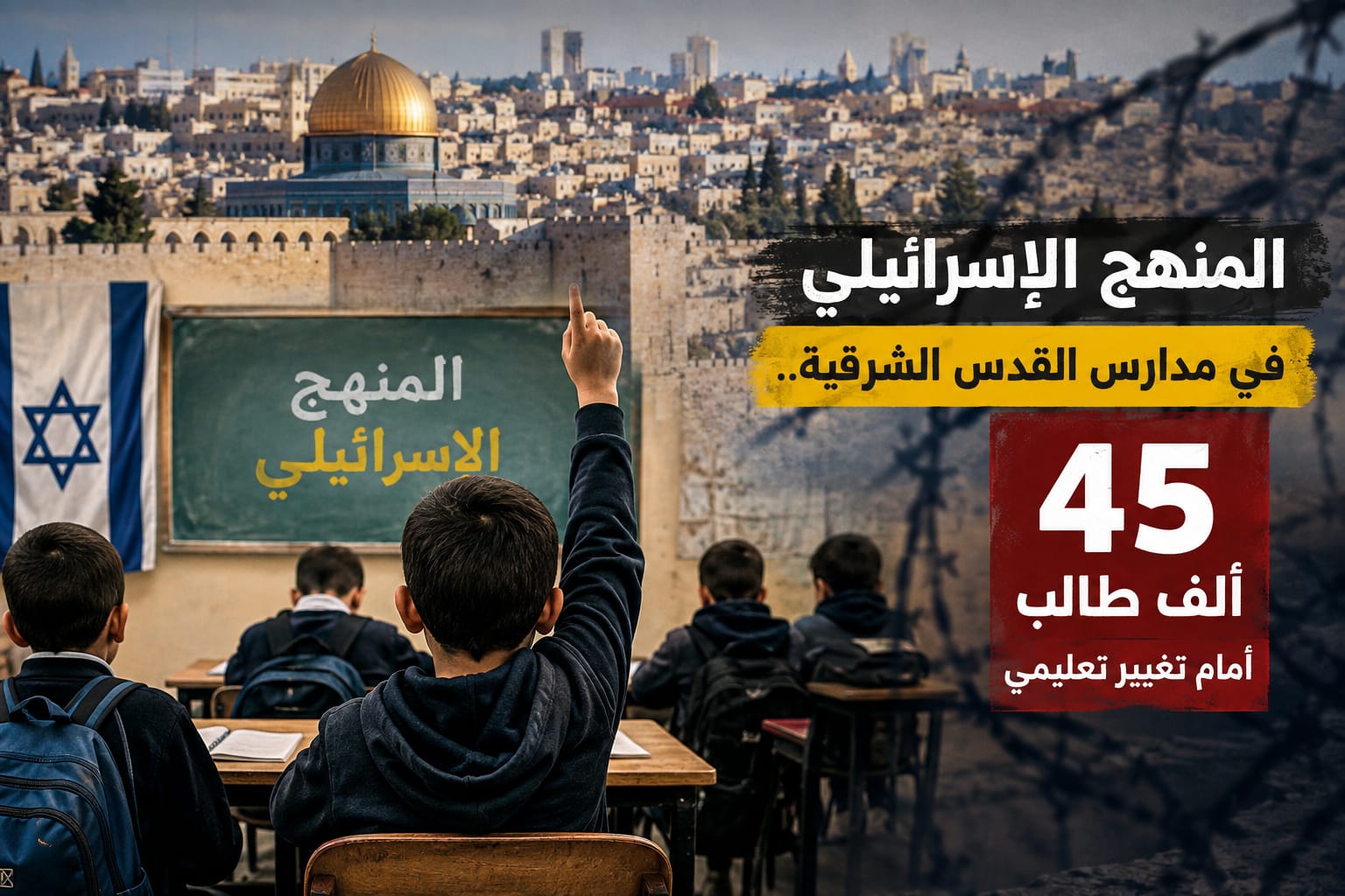 المنهج الإسرائيلي في مدارس القدس الشرقية.. 45 ألف طالب أمام تغيير تعليمي