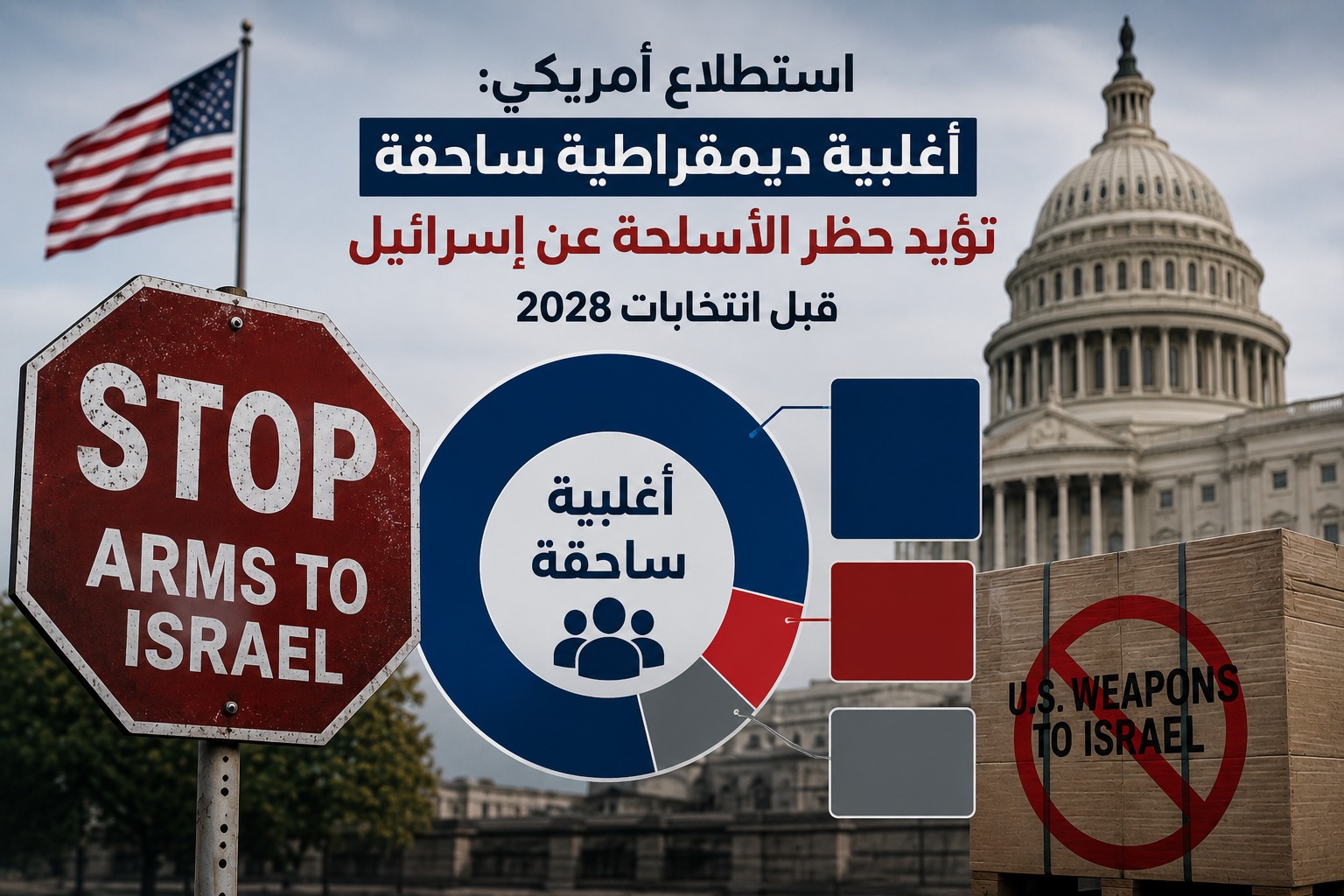 استطلاع أمريكي: أغلبية ديمقراطية ساحقة تؤيد حظر الأسلحة عن إسرائيل قبل انتخابات 2028