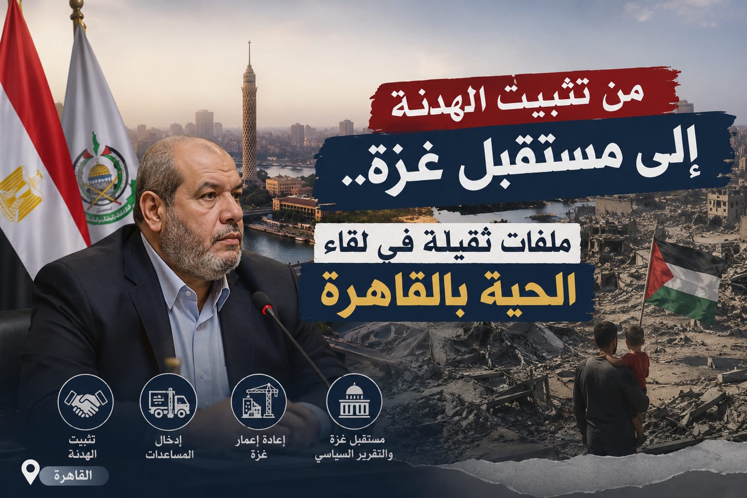 من تثبيت الهدنة إلى مستقبل غزة.. ملفات ثقيلة في لقاء الحية بالقاهرة