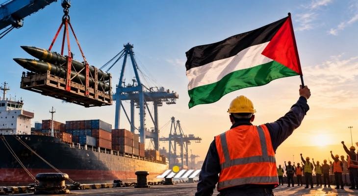 إضرابات في أكثر من 100 ميناء حول العالم دعمًا لفلسطين ورفضًا لنقل الأسلحة